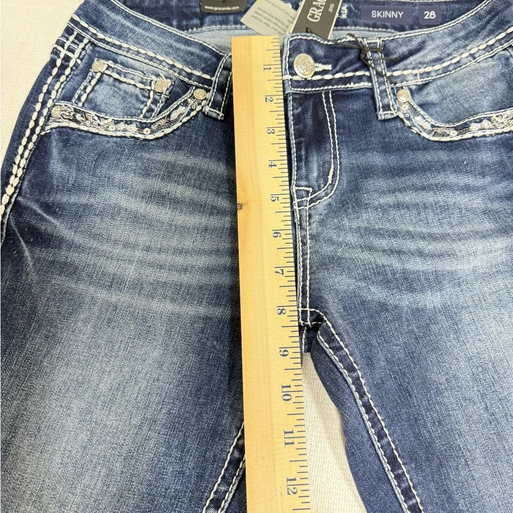 Grace Dark Blue Skinny Jeans - Picture 9 of 10